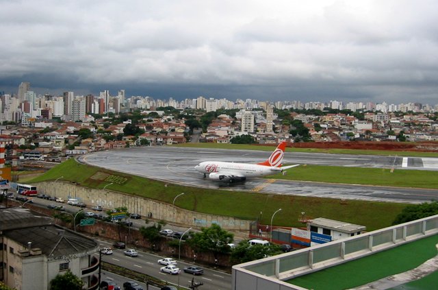 A cabeceira da pista do Aeroporto de Congonhas